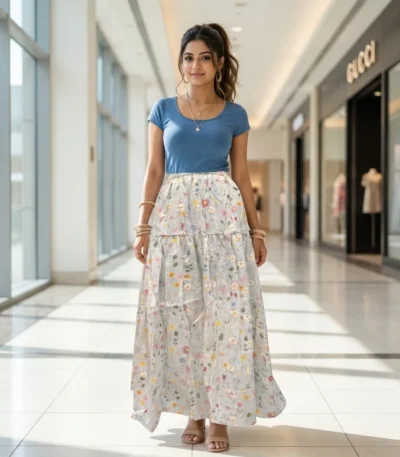 Women's Signature Floral Tiered Maxi Skirt – floral tiered maxi skirt – photo 1