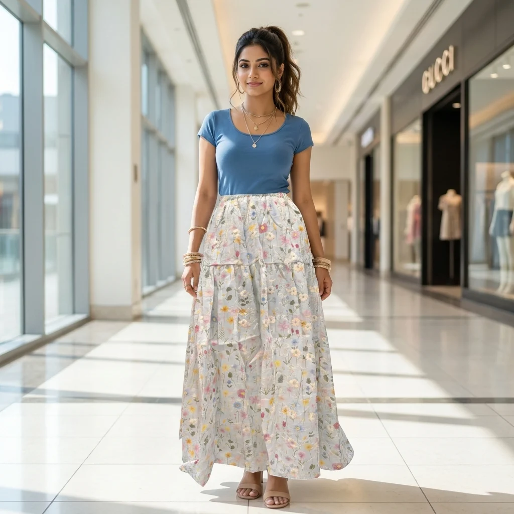 Women's Signature Floral Tiered Maxi Skirt – floral tiered maxi skirt – photo 1
