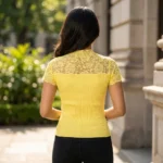 yellow embellished lace party wear top (4)