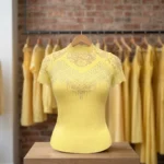 yellow embellished lace party wear top (5)
