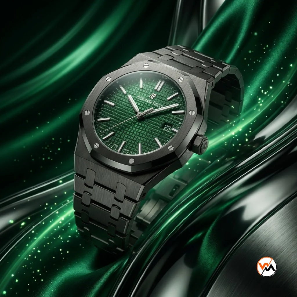 Audemars Piguet luxury watch with green dial and black bracelet – luxury watch – photo 1