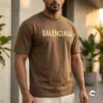 Balenciaga Brown T-Shirt Iconic Men Casual Top – Balenciaga Brown T-Shirt – photo 1