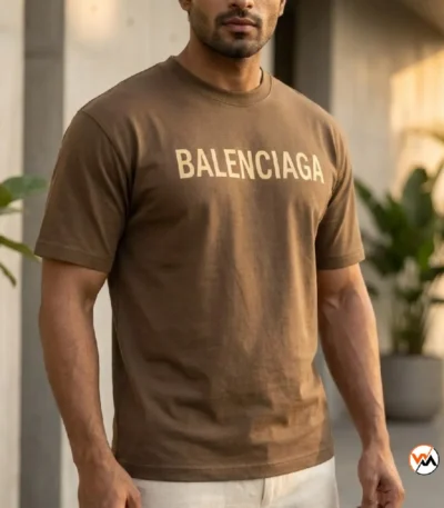 Balenciaga Brown T-Shirt Iconic Men Casual Top – Balenciaga Brown T-Shirt – photo 1