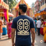 Balenciaga t shirt mens navy blue graphic printed crew neck short sleeve casual top – Balenciaga t shirt – photo 5