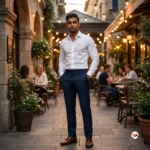 Balenciaga white shirt for men features an iconic design with branded detailing and rhinestone accents for formal styling. – white shirt for men – photo 4