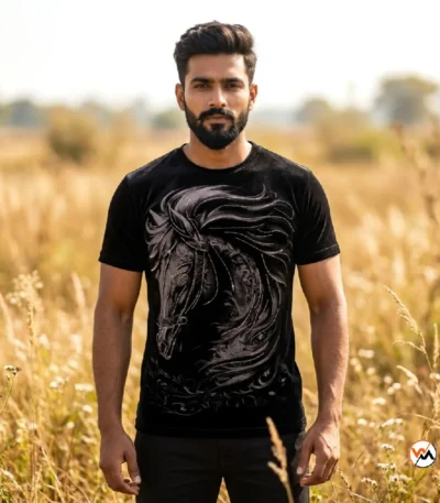Black Horse Print Mens T-Shirt is an Iconic addition to your wardrobe. – Horse Print Mens T-Shirt – photo 1