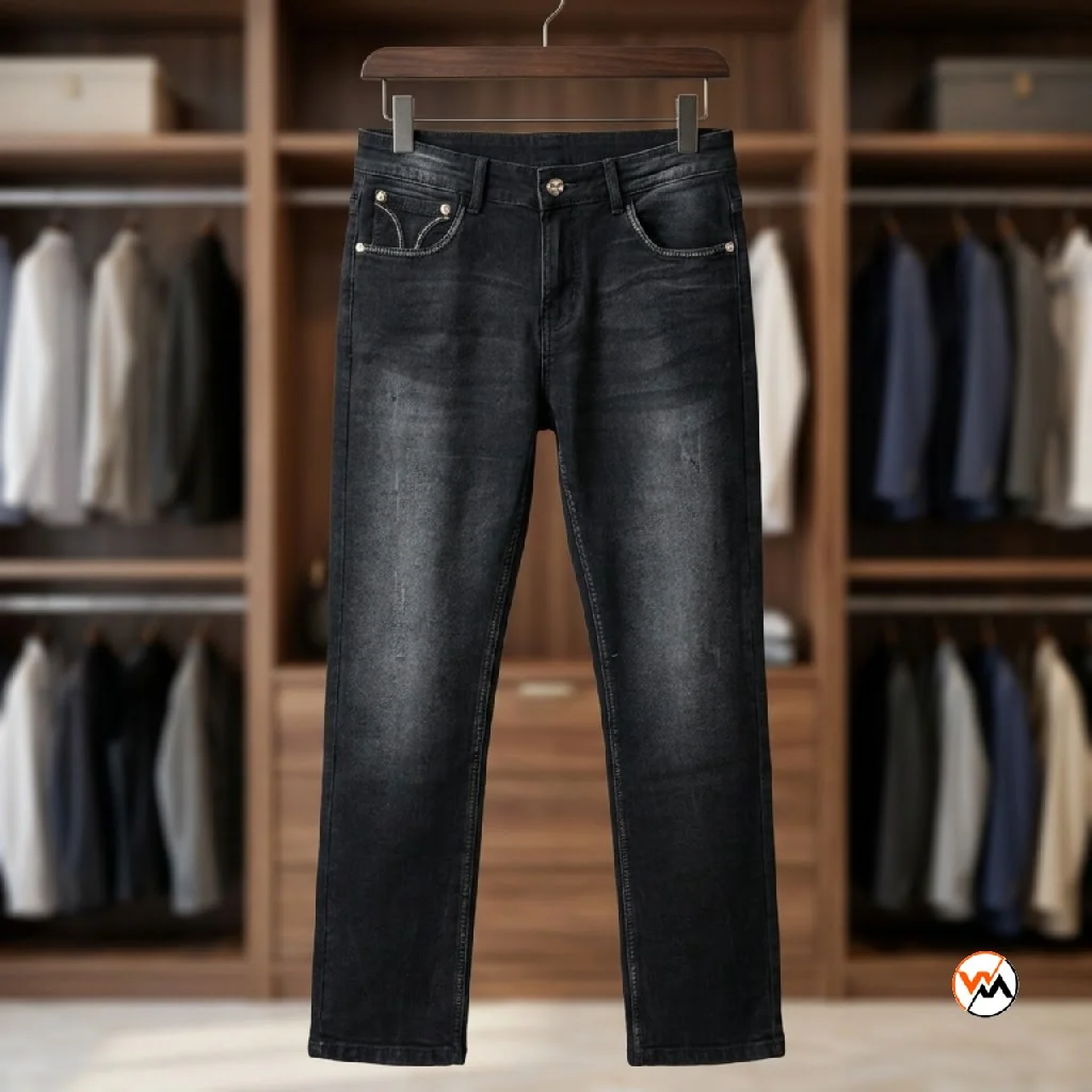 Black men denim jeans with classic washed finish and structured design – black men denim jeans – photo 1