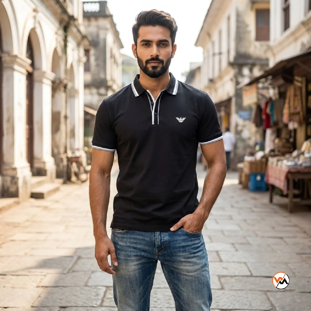 Black men polo shirt with iconic contrast tipping and eagle logo – black men polo shirt – photo 1