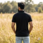 Black men polo shirt with iconic red logo and short sleeves – men polo shirt – photo 3