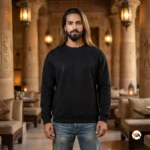 Black men's t-shirt featuring an exclusive studded cross design – studded cross design – photo 1