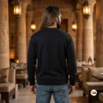 Black men's t-shirt featuring an exclusive studded cross design – studded cross design – photo 4