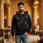 Black Mens T-Shirt Featuring Iconic Crystal Embellishments – Mens T-Shirt – photo 1