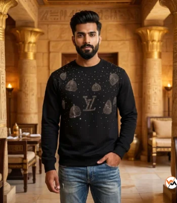 Black Mens T-Shirt Featuring Iconic Crystal Embellishments – Mens T-Shirt – photo 1