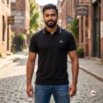 Black Polo T-Shirt for Men featuring an iconic tailored silhouette – Black Polo T-Shirt – photo 1
