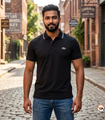 Black Polo T-Shirt for Men featuring an iconic tailored silhouette – Black Polo T-Shirt – photo 1