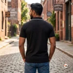 Black Polo T-Shirt for Men featuring an iconic tailored silhouette – Black Polo T-Shirt – photo 3