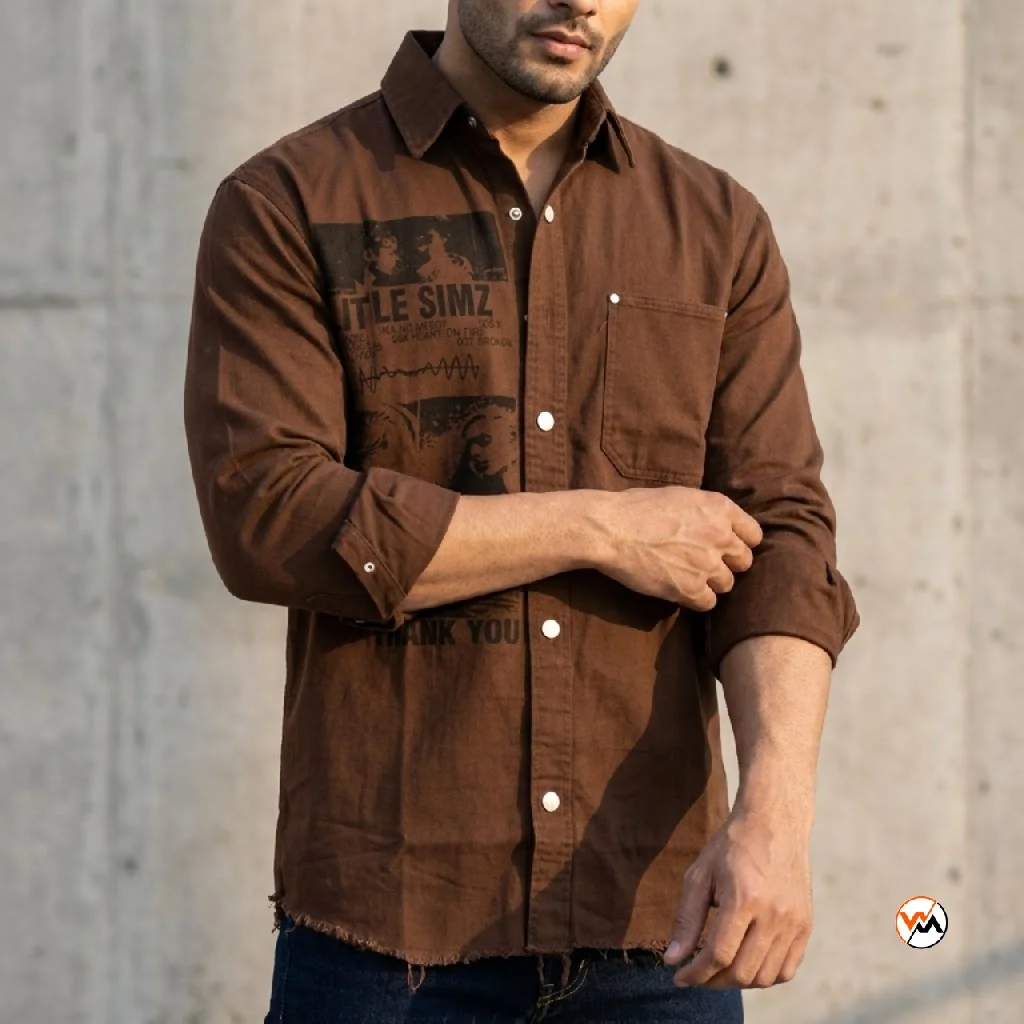 Brown Printed Casual Shirt For Men Essential Style – printed casual shirt Brown Printed Casual Shirt For Men Essential Style – printed casual shirt – photo 1