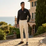 EA7 black shirt for men featuring rhinestone arm branding and a tailored structured fit for evening wear. – EA7 black shirt – photo 5
