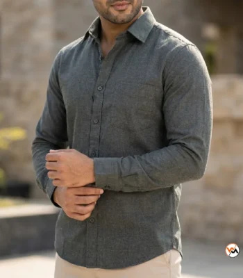 Essential Grey Mens Shirt with Classic Collar – mens shirt – photo 1