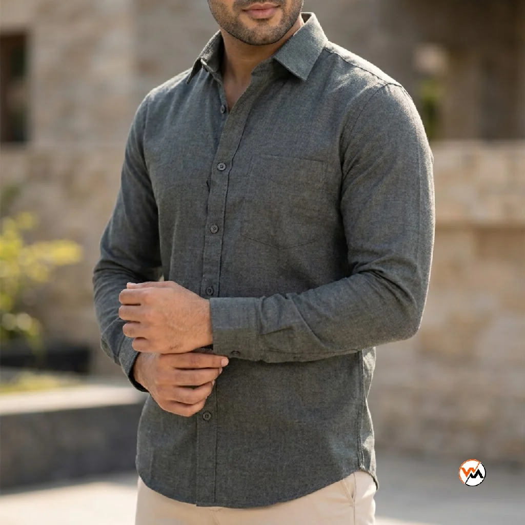 Essential Grey Mens Shirt with Classic Collar – mens shirt Essential Grey Mens Shirt with Classic Collar – mens shirt – photo 1