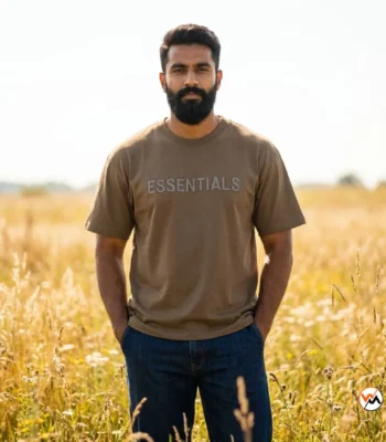 Essentials brown men t-shirt featuring exclusive branding for a refined look – essentials brown men t-shirt – photo 1