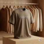 Essentials brown men t-shirt featuring exclusive branding for a refined look – essentials brown men t-shirt – photo 2