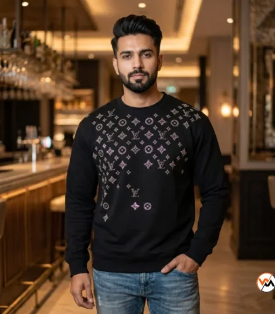 Exclusive Black T-Shirt with Diamond Monogram Design for Men – Black T-Shirt – photo 1
