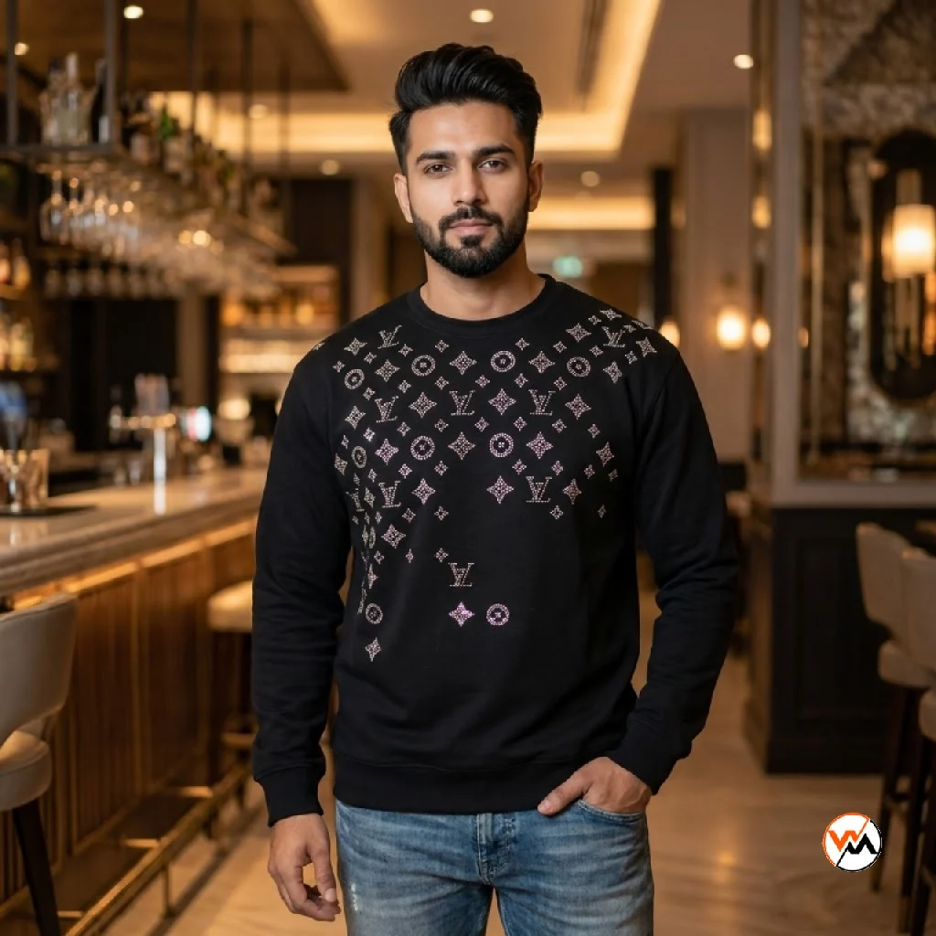 Exclusive Black T Shirt with Diamond Monogram Design for Men – Black T Shirt Exclusive Black T-Shirt with Diamond Monogram Design for Men – Black T-Shirt – photo 1