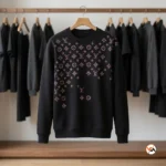 Exclusive Black T-Shirt with Diamond Monogram Design for Men – Black T-Shirt – photo 2