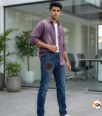 Exclusive Designer Mens Jeans with Gold Medusa Embroidery – Designer Mens Jeans – photo 1