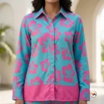 Exclusive Floral Women's Co-ord Set with Vivid Blue and Pink Tones – Women's Co-ord Set – photo 2