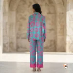 Exclusive Floral Women's Co-ord Set with Vivid Blue and Pink Tones – Women's Co-ord Set – photo 3