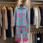 Exclusive Floral Women's Co-ord Set with Vivid Blue and Pink Tones – Women's Co-ord Set – photo 4