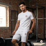 Exclusive Men Co-ord Set in White with Brown Trim – Men Co-ord Set – photo 1