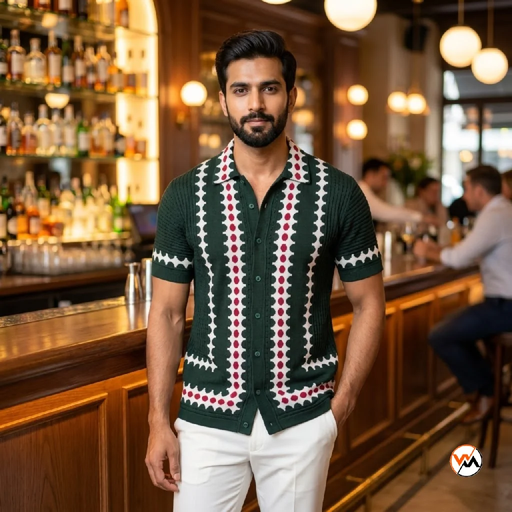 Exclusive Men Green Pattern Shirt for Casual Wear – Green Pattern Shirt – photo 1