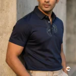 Exclusive Men Navy Blue Polo T-Shirt with Embroidered Detailing – Navy Blue Polo T-Shirt – photo 1