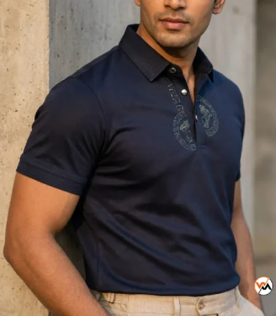 Exclusive Men Navy Blue Polo T-Shirt with Embroidered Detailing – Navy Blue Polo T-Shirt – photo 1