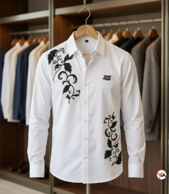 Exclusive Mens Designer Shirt with Floral Embroidery – mens designer shirt – photo 1