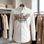 Exclusive Mens White Shirt with Milano Chest Embellishment – Mens White Shirt – photo 2