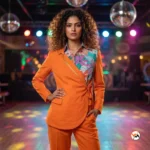 Exclusive Orange Co-ord Set with Floral Inner Shirt – Orange Co-ord Set – photo 1