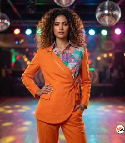 Exclusive Orange Co-ord Set with Floral Inner Shirt – Orange Co-ord Set – photo 1