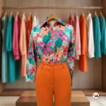 Exclusive Orange Co-ord Set with Floral Inner Shirt – Orange Co-ord Set – photo 4