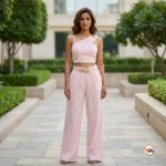 Exclusive Pink Co-ord Set for Women with Golden Accents – Pink Co-ord Set – photo 1