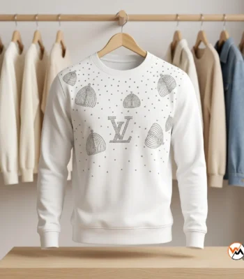 Exclusive White Mens T-Shirt with Rhinestone Embellishments – White Mens T-Shirt – photo 1