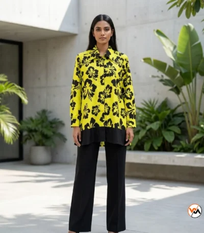 Exclusive Women Floral Co-ord Set in Yellow – Floral Co-ord Set – photo 1