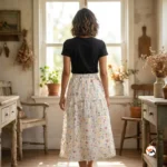 Floral print skirt for women delivers Timeless style with multi-colored meadow blossoms – floral print skirt – photo 2