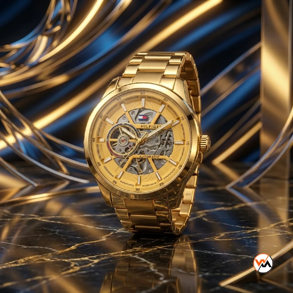 Gold automatic watch for men featuring a luxury skeleton dial – automatic watch for men – photo 1