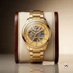 Gold automatic watch for men featuring a luxury skeleton dial – automatic watch for men – photo 4
