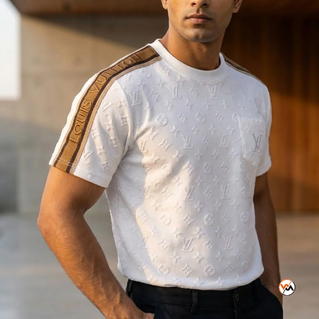 Iconic Louis Vuitton Mens T Shirt with Branded Shoulder Straps – mens t shirt Iconic Louis Vuitton Mens T-Shirt with Branded Shoulder Straps – mens t-shirt – photo 1