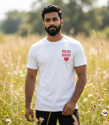 Iconic Men White T-Shirt with Red Print – white t-shirt – photo 1